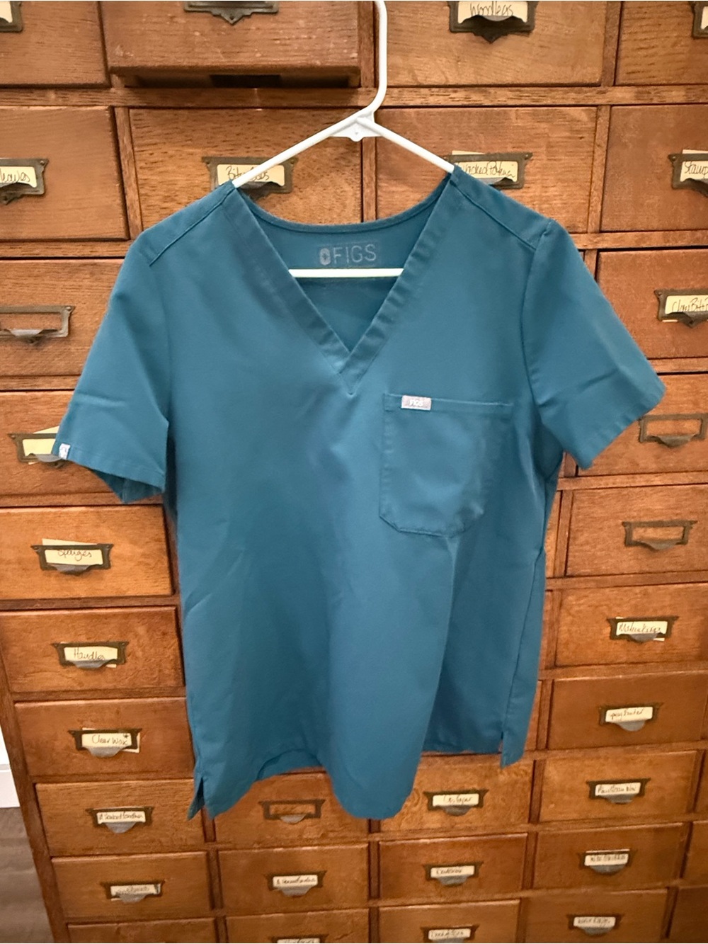 Medium Caribbean Blue FIGS Scrub Top